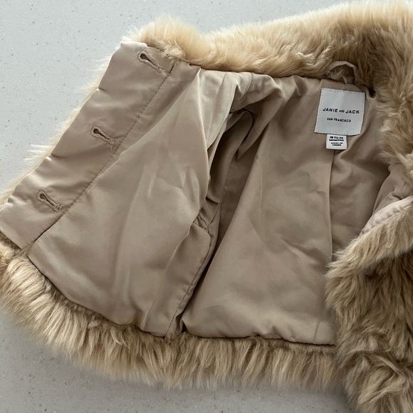 Kids Faux Fur Bolero Coat - Beige - Picture 3 of 4